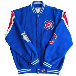 Vintage Chicago Cubs Varsity Jacket JH Design Jeff Hamilton MLB Blue Large